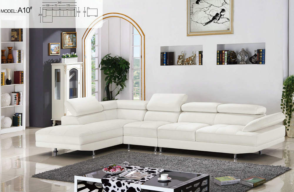 Leather Couch With Chaise Lounge, White Leather Sofa Set Modern