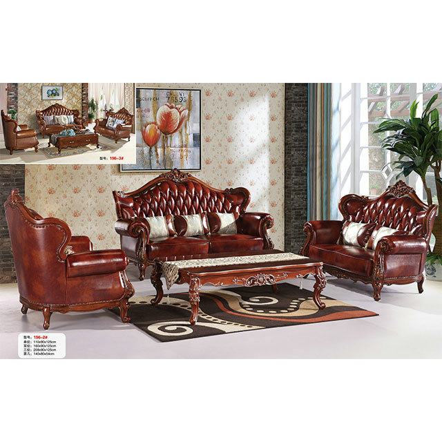 Antique Furniture Foshan Kika, Antique Leather Sofa Set
