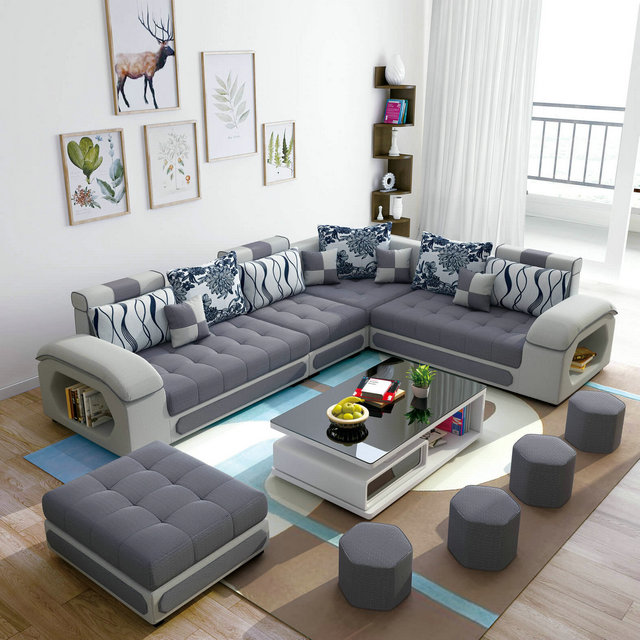 Grey Velvet Corner Sofas